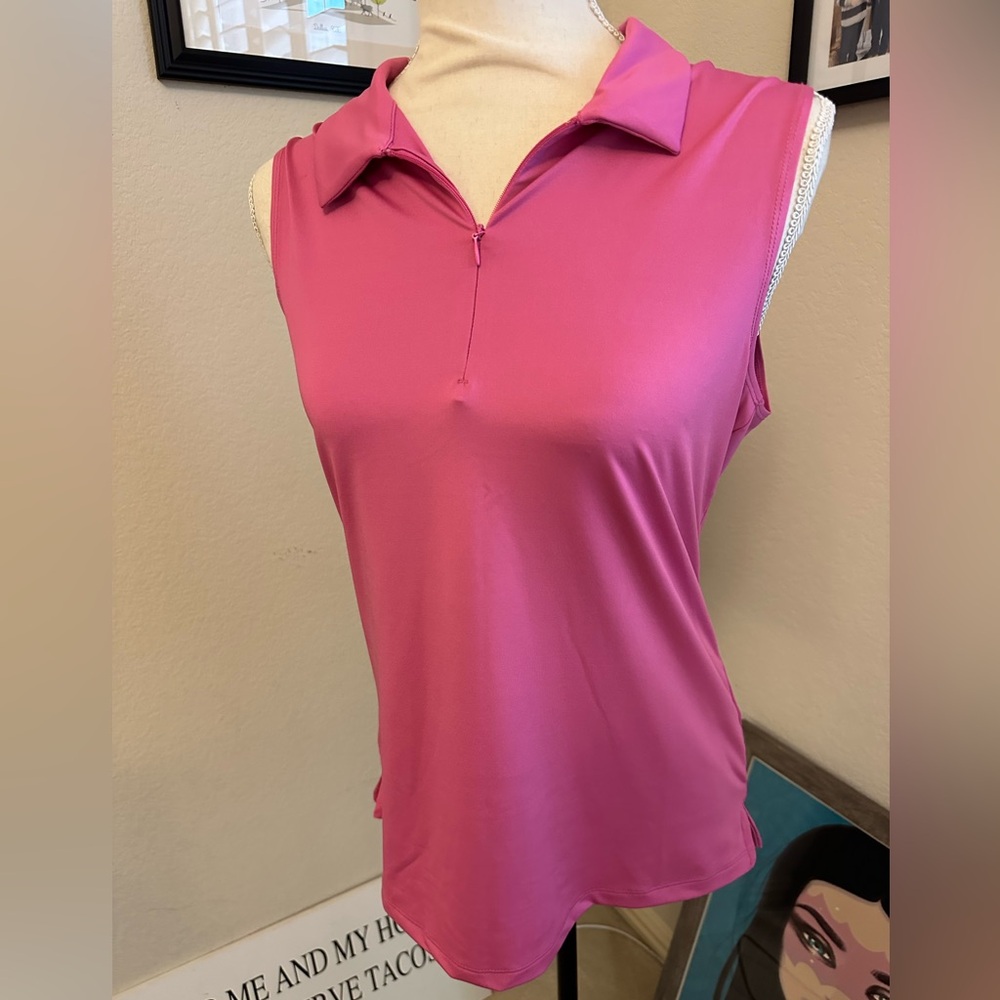 Tommy Bahama Pink Fitted Sleeveless Tank Top with Polo Collar